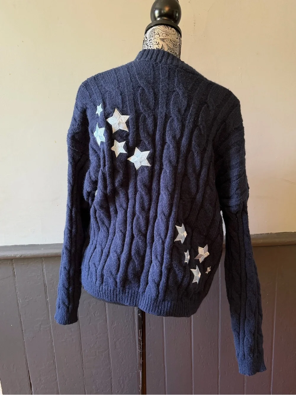 Taylor Swift Midnights Navy Cable-Knit Star Patch Cardigan